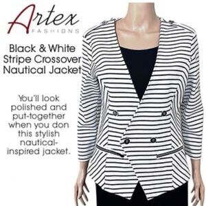 Artex Fashions striped crossover nautical blazer